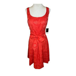 NEW Nine West Women's‎ Red Floral Jacquard Fit & Flare Dress Size 4 NWT